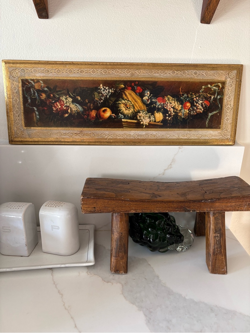 Vintage Made In Italy Still Life Fruit Print On Wood Board Wall Art